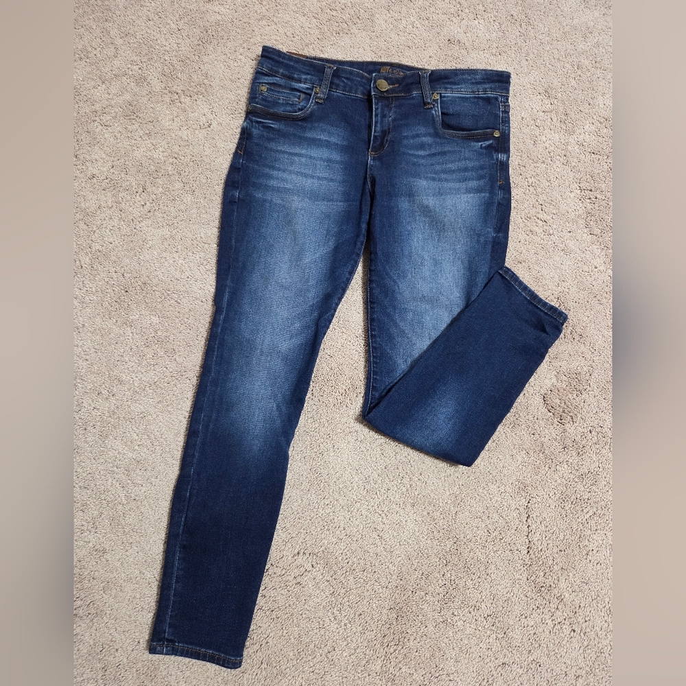 Kut from the Kloth Dark Wash Skinny Jeans Distressed